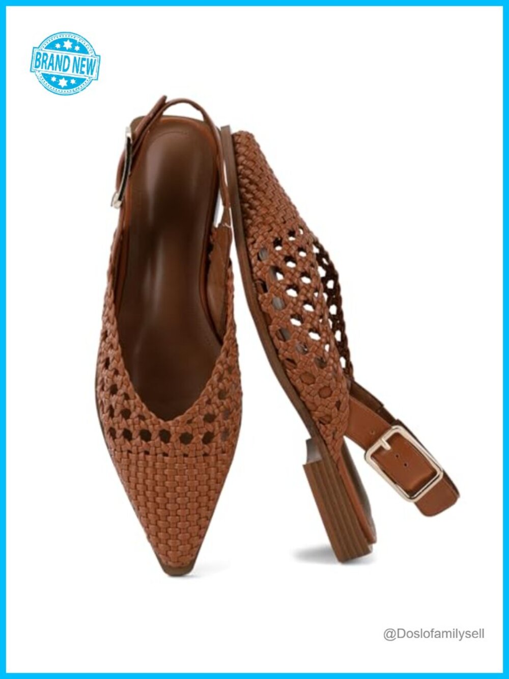 Womens Woven Pointed Toe Flat Mules Slip-On Closed Toe Office Comfort